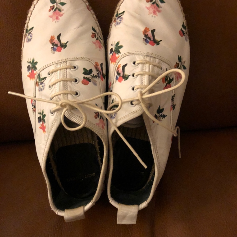 Saint Laurent Paris Floral white platform shoes